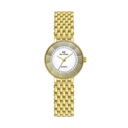 BS Bee Sister FA1199 Round Dial Edge Glass Ladies Watch(Gold)-garmade.com