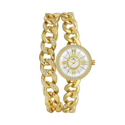 BS Bee Sister FA1329 Double Link Niche Roman Numeral Dial Ladies Watch(Gold)-garmade.com