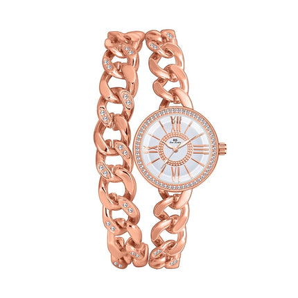 BS Bee Sister FA1329 Double Link Niche Roman Numeral Dial Ladies Watch(Rose Gold)-garmade.com