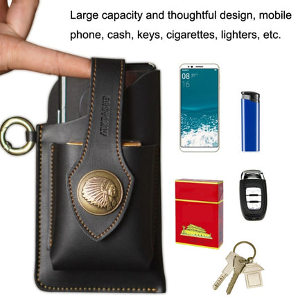EASYONLY Outdoor Sports Dual Phone Multifunctional PU Waist Bag(Coffee)-garmade.com