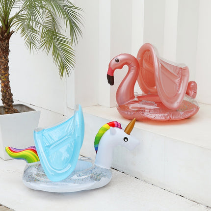 Inflatable Children Swimming Ring with Sunshade Floating Seat( Unicorn)-garmade.com
