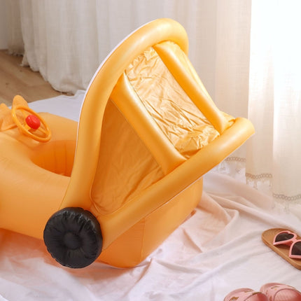 Removable Sunshade Car Shape Inflatable Pool Float Swimming Ring Baby Float Seat(Yellow)-garmade.com