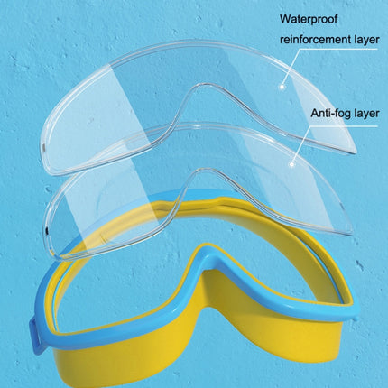 Large Frame Waterproof and Anti-fog HD Transparent Children Swimming Goggles(Blue Green)-garmade.com