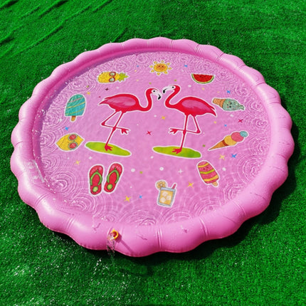 170cm PVC Inflatable Water Spray Pad Children Outdoor Summer Water Toys(Pink Flamingo)-garmade.com