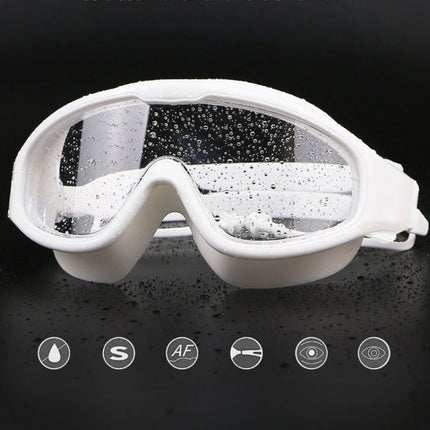 HAIZID 2 PCS Large Frame Waterproof Anti-Fog Swimming Goggles With Earplugs(Blue)-garmade.com