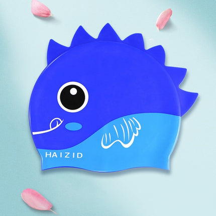 HAIZID 2 PCS Cute Cartoon Waterproof Silicone Children Swimming Cap(Fish Scales Royal Blue)-garmade.com