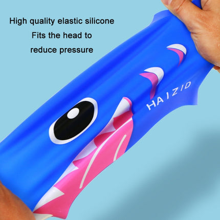 HAIZID 2 PCS Cute Cartoon Waterproof Silicone Children Swimming Cap(Shark Tooth Pink)-garmade.com