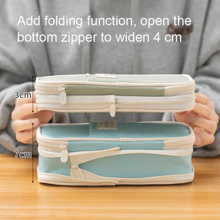 Angoo Macaron Double-layer Retractable Large-capacity Pencil Case Stationery Box(Light Blue)-garmade.com