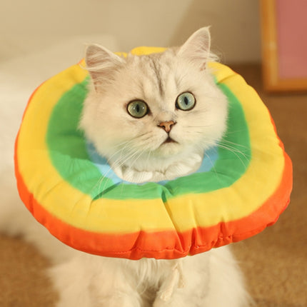 Cat Elizabeth Collar Kitten Anti-licking Collar Head Cover, Size: S(Rainbow)-garmade.com