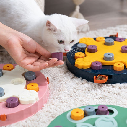 Pet Puzzle Slow Feeder Cat And Dog Food Tray Toy(Pink Claw Seal)-garmade.com