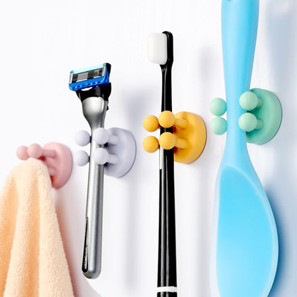 3 PCS Nail-free Silicone Seamless Paste Hook Toothbrush Storage Rack(Cloudy Blue)-garmade.com