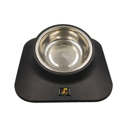 Pugga Pet Stainless Steel Anti-Slip Bowl Cat Dog Tilted Neck Feeder, Style: Single Bowl Black-garmade.com