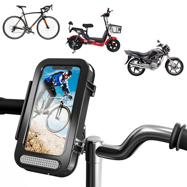 Bicycle Waterproof Bag Motorcycle Transparent Flip Phone Holder(Black)-garmade.com