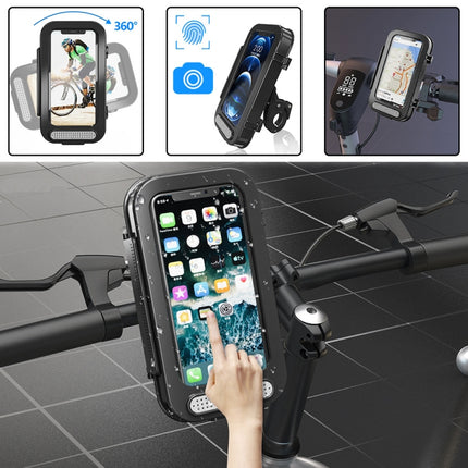 Bicycle Waterproof Bag Motorcycle Transparent Flip Phone Holder(Black)-garmade.com
