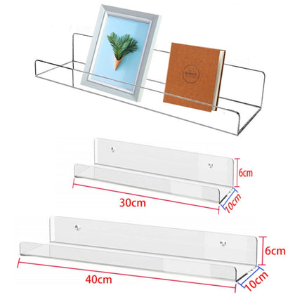 Home Kitchen Office Books Wall Mounted Acrylic Shelf, Specification: 30x10x6cm-garmade.com