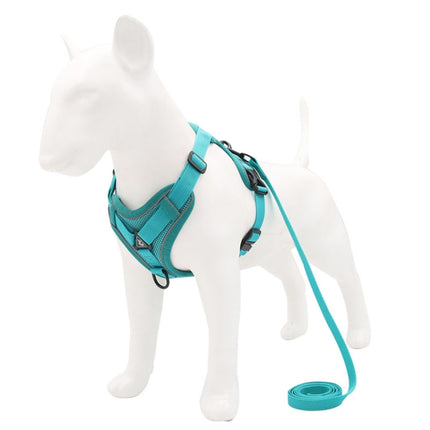 HT-864 Pet Traction Rope Reflective Breathable Dog Chest Strap Vest, Size: S(Lake Blue)-garmade.com