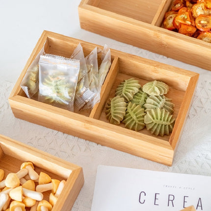 Bamboo Dried Food Box Compartment Candy Box Snack Storage Box, Specification: 2 Grids-garmade.com