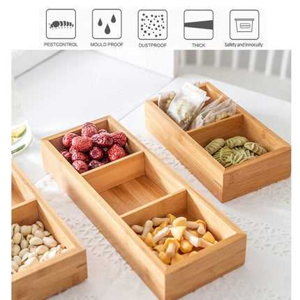 Bamboo Dried Food Box Compartment Candy Box Snack Storage Box, Specification: 3 Grids-garmade.com