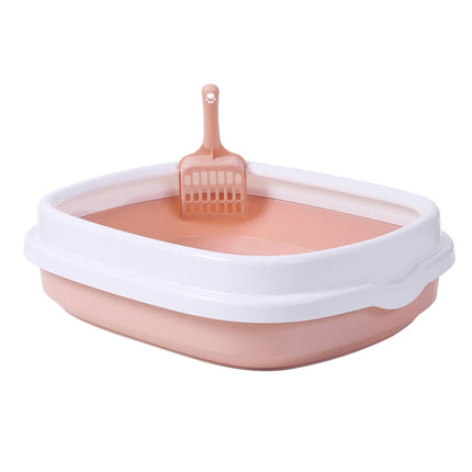Semi-enclosed Cat Litter Box Cat Toilet With Cat Litter Shovel, Specification: S(Pink)-garmade.com