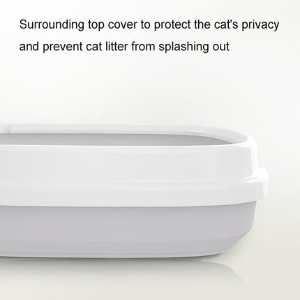 Semi-enclosed Cat Litter Box Cat Toilet With Cat Litter Shovel, Specification: S(Grey)-garmade.com
