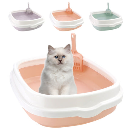 Semi-enclosed Cat Litter Box Cat Toilet With Cat Litter Shovel, Specification: S(Green)-garmade.com