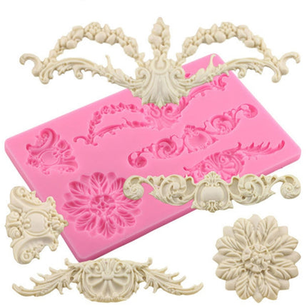 CF394 Cake Border Floral Fondant Silicone Mold-garmade.com