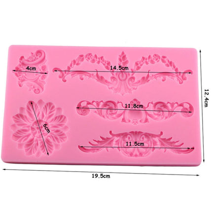 CF394 Cake Border Floral Fondant Silicone Mold-garmade.com