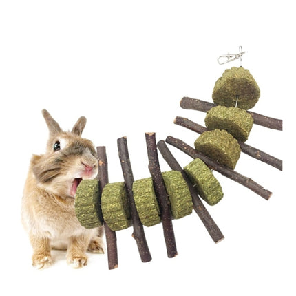 2 PCS Rabbit Hamster Guinea Pig Grass Pie Apple Branch Molar Skewers-garmade.com