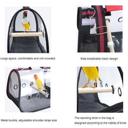 Transparent Ventilation With Wooden Standing Stick Bird Cage Small Pet Out Bag, Specification: S-garmade.com