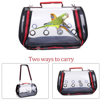 Transparent Ventilation With Wooden Standing Stick Bird Cage Small Pet Out Bag, Specification: S-garmade.com
