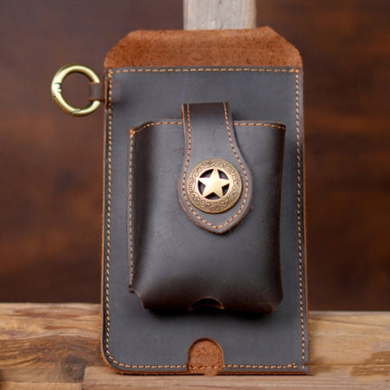 Leather Outdoor Sports Running Mobile Phone Pocket Cigarette Case Key Bag(Coffee)-garmade.com