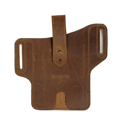EASYONLY ZPYB018 Leather Outdoor Sports Phone Pocket With Cover(Brown)-garmade.com