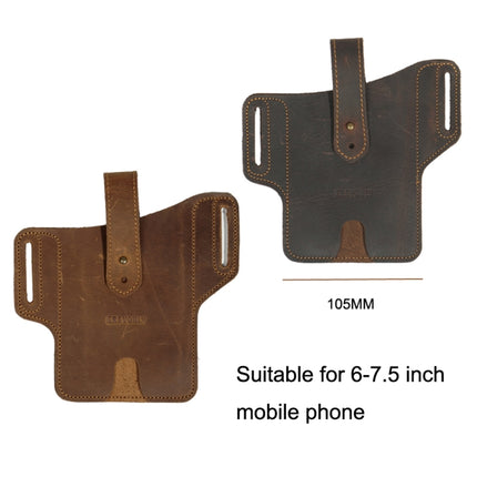 EASYONLY ZPYB018 Leather Outdoor Sports Phone Pocket With Cover(Brown)-garmade.com