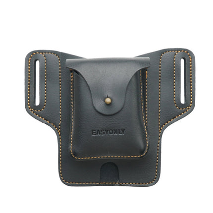 EASYONLY Portable Outdoor Sports Multifunctional PU Leather Phone Waist Bag(Black Without Buckle)-garmade.com