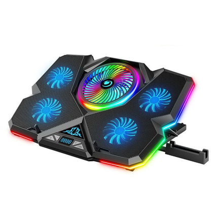 CoolCold Five Fans 2 USB Ports Laptop Cooler Gaming Notebook Cool Stand,Version: Touch Symphony Blue-garmade.com
