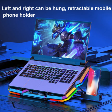 CoolCold Five Fans 2 USB Ports Laptop Cooler Gaming Notebook Cool Stand,Version: Touch Symphony Blue-garmade.com