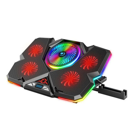 CoolCold Five Fans 2 USB Ports Laptop Cooler Gaming Notebook Cool Stand,Version: Touch Symphony Red-garmade.com