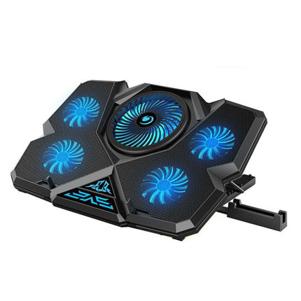 CoolCold Five Fans 2 USB Ports Laptop Cooler Gaming Notebook Cool Stand,Version: Basic Edition-garmade.com