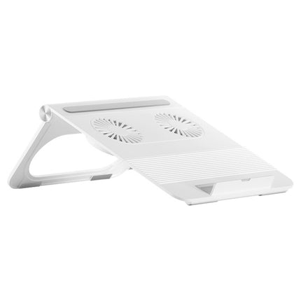 D33 2 Fan Laptop Cooling Bracket Folding Portable Liftable Tablet Bracket(White)-garmade.com