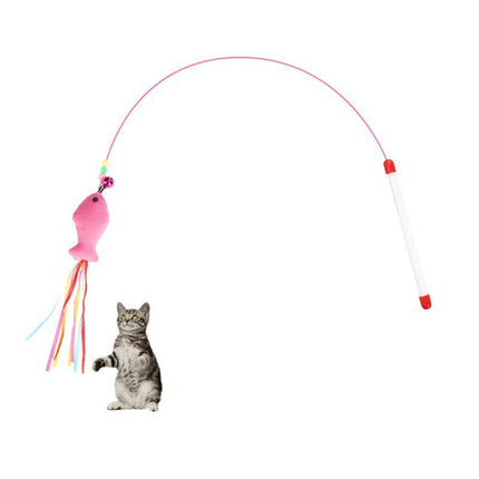 Wire Funny Cat Stick With Bell Cat Toy, Style: Fish-garmade.com