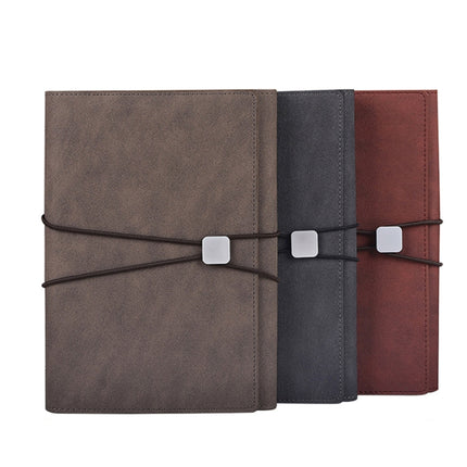 A5 Business Loose-leaf Notebook Office Stationery Leather PU Notepad(Red Brown)-garmade.com