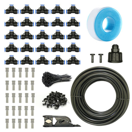 Low Pressure Spray DIY Kit Outdoor Cooling Atomization System, Specification: 23m 25 Heads(Black)-garmade.com