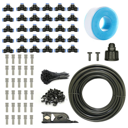 Low Pressure Spray DIY Kit Outdoor Cooling Atomization System, Specification: 25m 30 Heads(Black)-garmade.com
