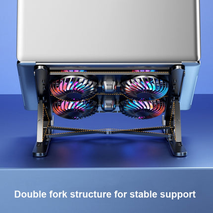 Laptop Radiator Bracket Folding Storage Air-cooled Cooling Base,Style: Double Fan-garmade.com