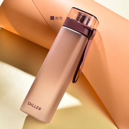 Diller D8646 Square Shape Fitness Leakproof Water Bottle, Capacity: 400ml(Pink)-garmade.com
