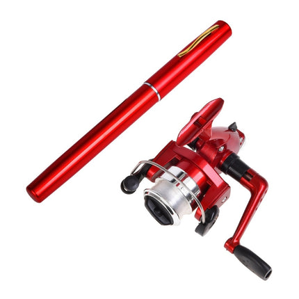 LEO Pen Type Fishing Rod & Spinning Wheel Fishing Reel Portable Pocket Fishing Gear(H8022R Red)-garmade.com