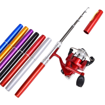 LEO Pen Type Fishing Rod & Spinning Wheel Fishing Reel Portable Pocket Fishing Gear(H8022PU Purple)-garmade.com