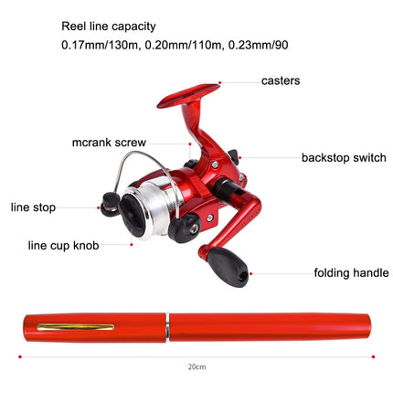 LEO Pen Type Fishing Rod & Spinning Wheel Fishing Reel Portable Pocket Fishing Gear(H8022 Silver)-garmade.com