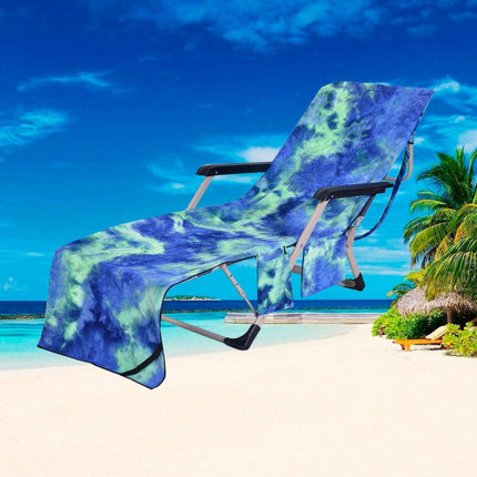 Tie Dye Microfiber Beach Recliner Cover Absorbent Quick Dry Recliner Mat(Green)-garmade.com