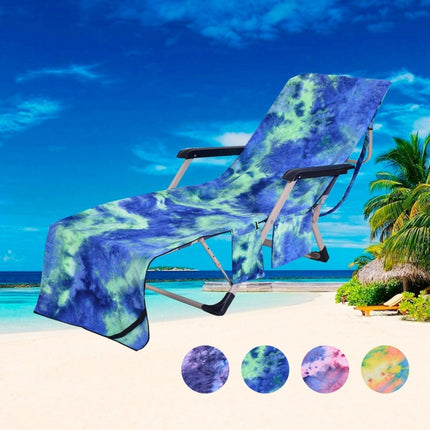 Tie Dye Microfiber Beach Recliner Cover Absorbent Quick Dry Recliner Mat(Purple)-garmade.com